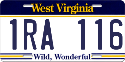 WV license plate 1RA116