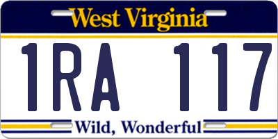 WV license plate 1RA117