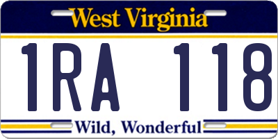 WV license plate 1RA118