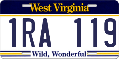 WV license plate 1RA119