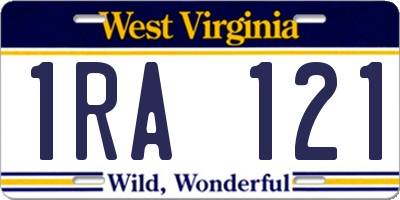 WV license plate 1RA121
