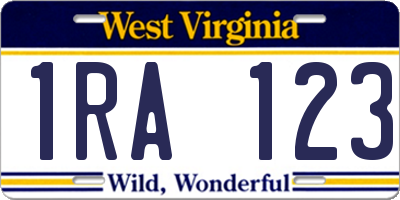 WV license plate 1RA123