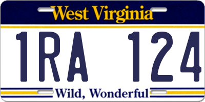 WV license plate 1RA124