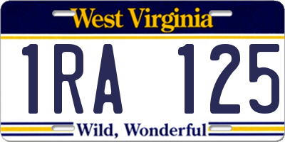 WV license plate 1RA125