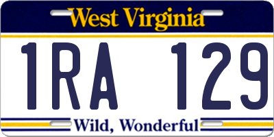 WV license plate 1RA129