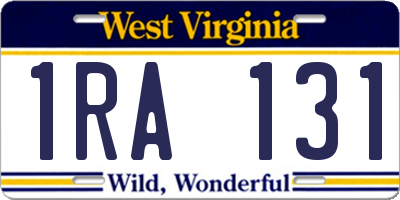 WV license plate 1RA131