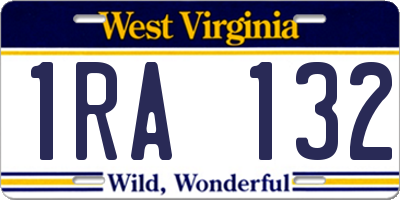 WV license plate 1RA132