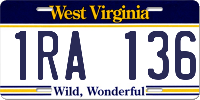 WV license plate 1RA136