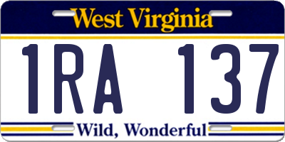 WV license plate 1RA137