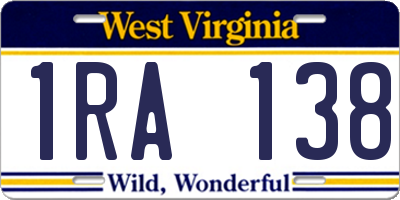WV license plate 1RA138