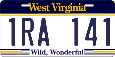 WV license plate 1RA141