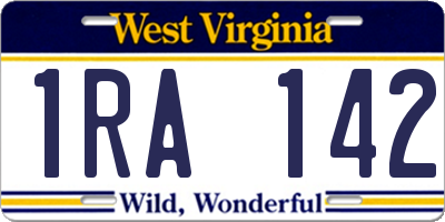 WV license plate 1RA142