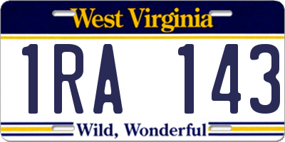 WV license plate 1RA143