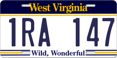 WV license plate 1RA147