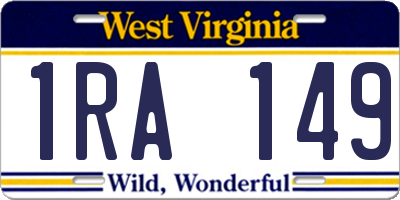 WV license plate 1RA149