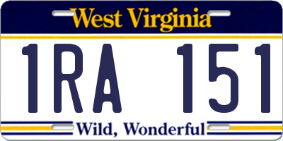 WV license plate 1RA151