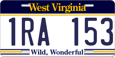 WV license plate 1RA153