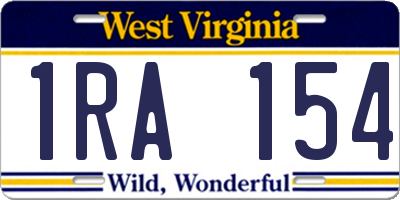 WV license plate 1RA154