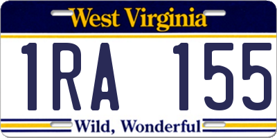 WV license plate 1RA155