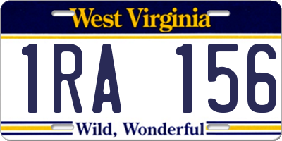 WV license plate 1RA156