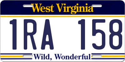 WV license plate 1RA158