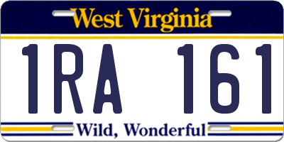 WV license plate 1RA161