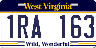 WV license plate 1RA163