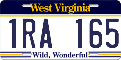 WV license plate 1RA165