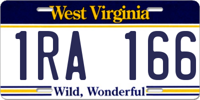 WV license plate 1RA166
