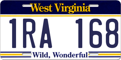 WV license plate 1RA168