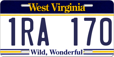 WV license plate 1RA170