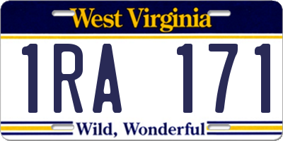 WV license plate 1RA171