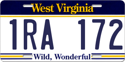WV license plate 1RA172
