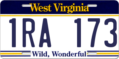WV license plate 1RA173