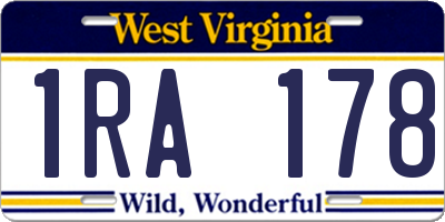WV license plate 1RA178