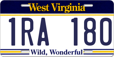 WV license plate 1RA180