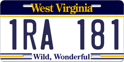 WV license plate 1RA181