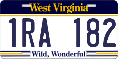 WV license plate 1RA182
