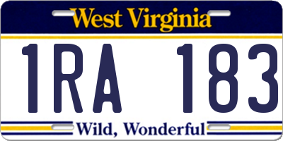 WV license plate 1RA183