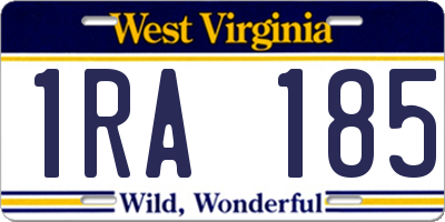 WV license plate 1RA185