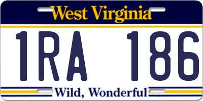 WV license plate 1RA186