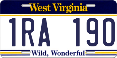 WV license plate 1RA190