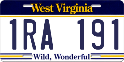WV license plate 1RA191