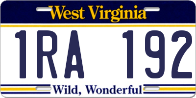 WV license plate 1RA192