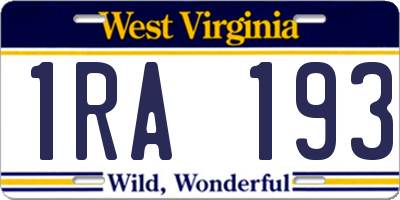 WV license plate 1RA193