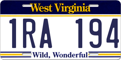 WV license plate 1RA194