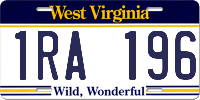 WV license plate 1RA196