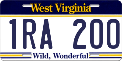 WV license plate 1RA200
