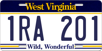 WV license plate 1RA201