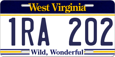 WV license plate 1RA202